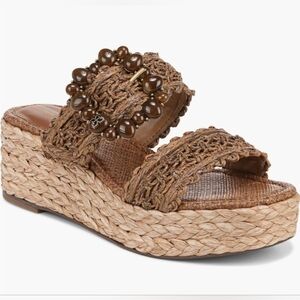 Sam Edelman Cadance Double Strap Raffia Wedge Platform